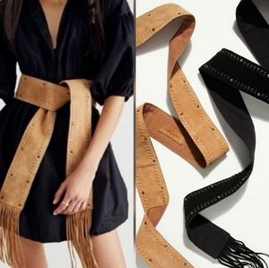 Free People Fringe Suede Leather Wrap Belt